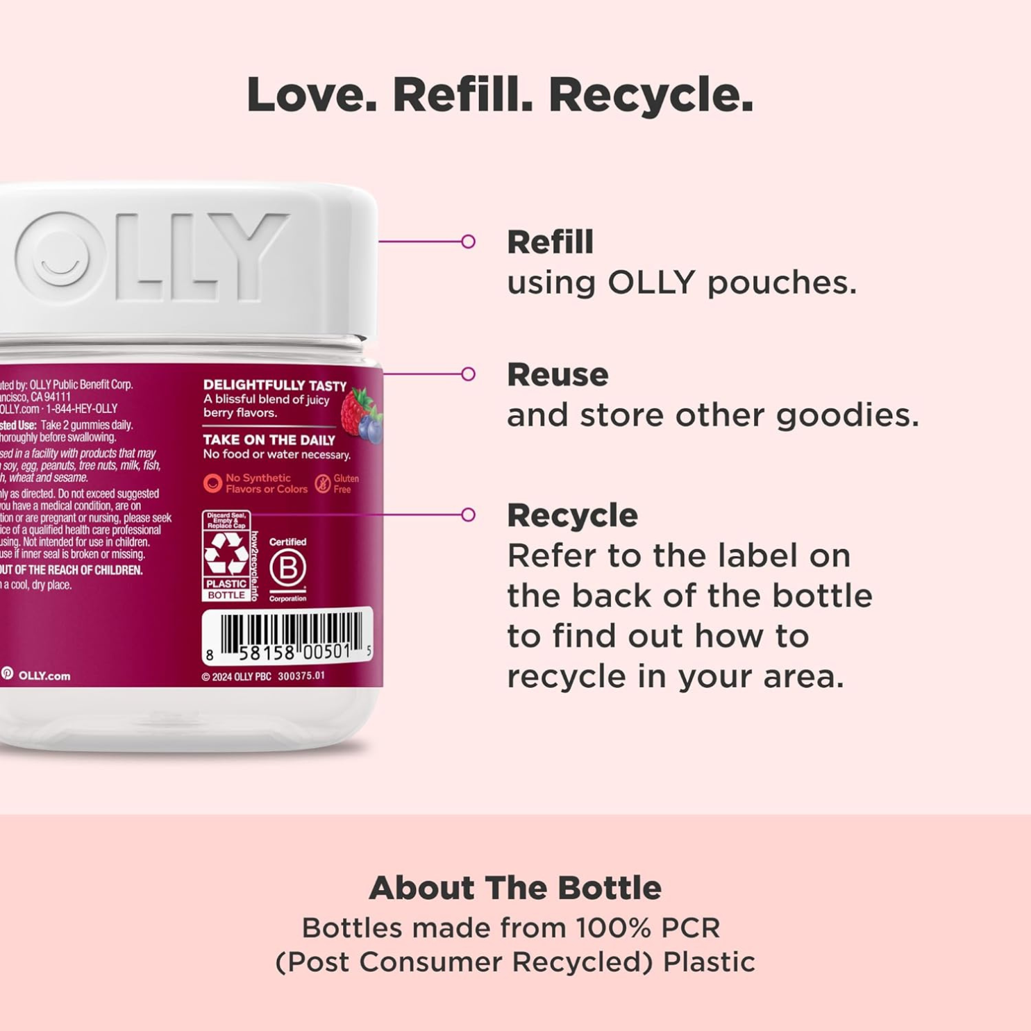 OLLY Women's Multivitamin Gummies – Blissful Berry Flavor 🍓💜
